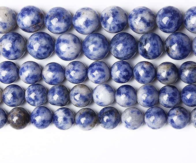 60PCS 6mm Natural Sodalite Beads Round Loose Stone Beads for Jewelry Making DIY Energy Stone Healing Power Bracelet 15"
