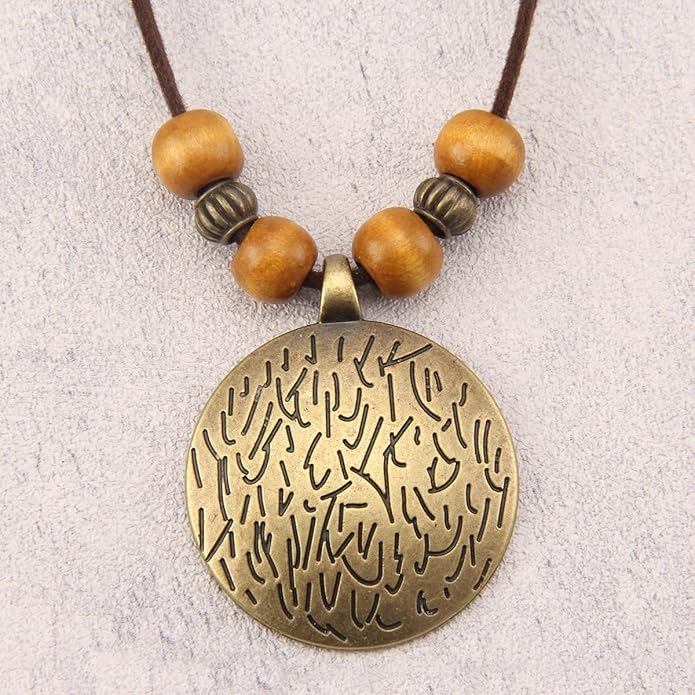 GelConnie Boho Necklaces for Women Vintage Silver Circles Long Pendant Necklace Cowgirl Sweater Necklace Adjustable Leather Choker Necklace for Women