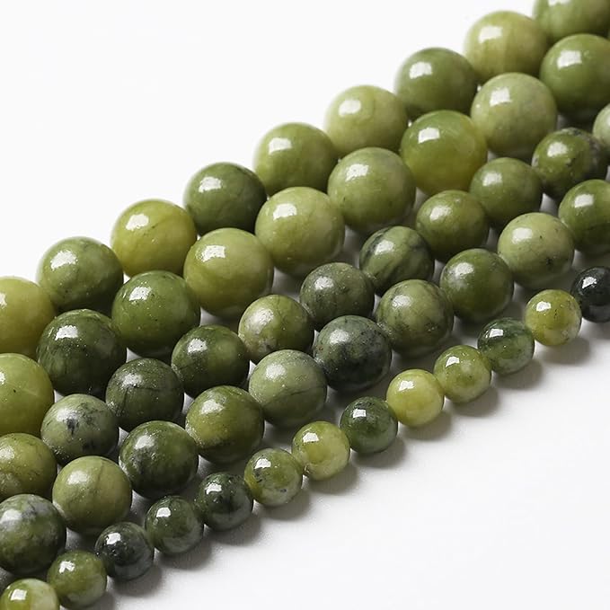 180PCS 4mm Natural Chinese Green Jade Beads Gemstone Round Loose Beads for Jewelry Making DIY Bracelet Necklace 32" 2 Strands