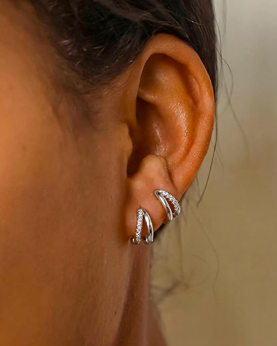 Gold Hoop Earrings for Women,14K Gold Plated Huggie Hoop Earrings for Gift