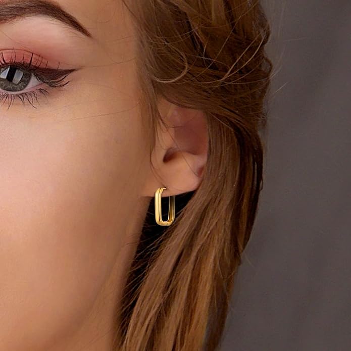 6 Pairs 14K Gold Plated Hoop Earrings for Women Lightweight Chunky Hoop Earrings Multipack Hypoallergenic, Thick Open Twisted Huggie Hoops Earring Set Jewelry for Gifts.