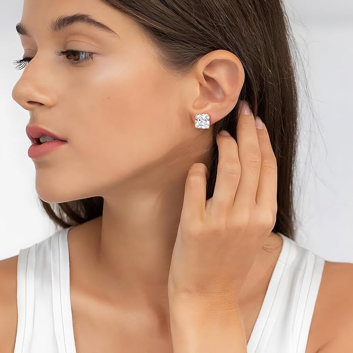 FAMARINE CZ Clip on Earrings for Women Clip Earring Non-pierced Earrings
