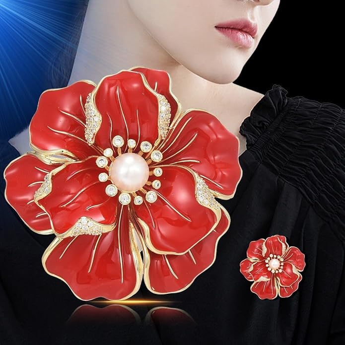 Flower Brooch Pin - Rhinestone Flower Pin 18k Gold Plated - Thanksgiving Day, Birthday, Wedding Gifts for Mom, Wife