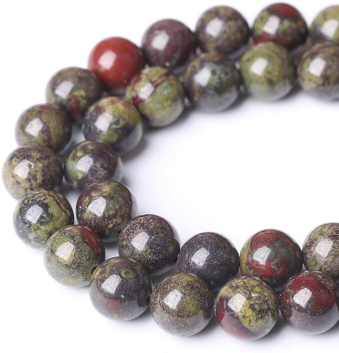 Natural Dragon Blood Jasper Beads Round Loose Energy Healing Stone Beads for Jewelry Making DIY Bracelet 12mm 32pcs 15 Inch
