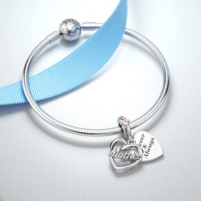 DALARAN Sister Mother Daughter Wife Charms for Bracelet Forever Always Love Charm for Birthday Christmas Sterling Silver Dangle Charm