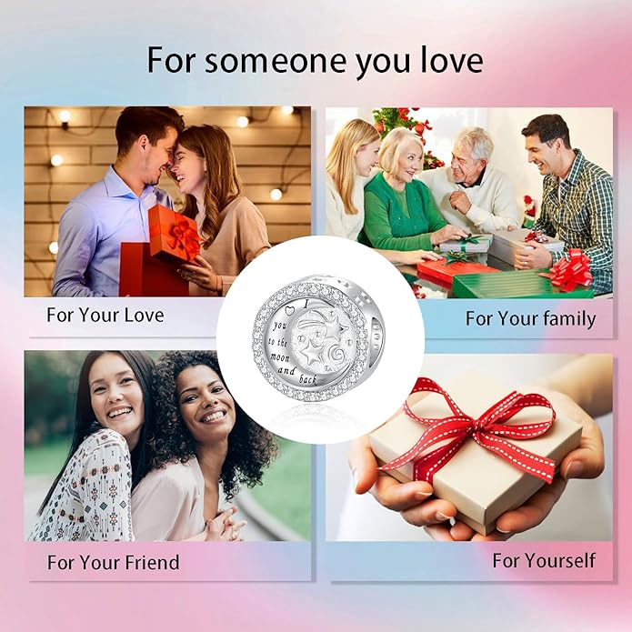 Birthday Fashion Love Heart Dangle Charm 925 Sterling Silver Charms fits Bracelets and Necklace Pendant Bead Charms Jewelry Present for Women Family Friends