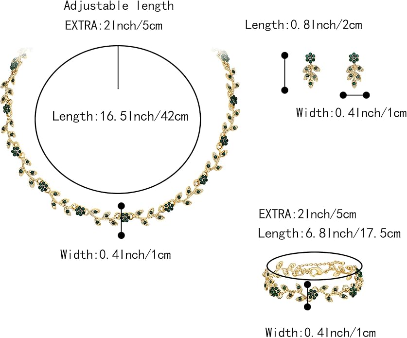 BriLove Wedding Jewelry Set for Women Bride, Gorgeous Stunning Crystal Flower Leaf Cluster Choker Necklace Link Bracelet Stud Earrings Bridal Bridesmaid