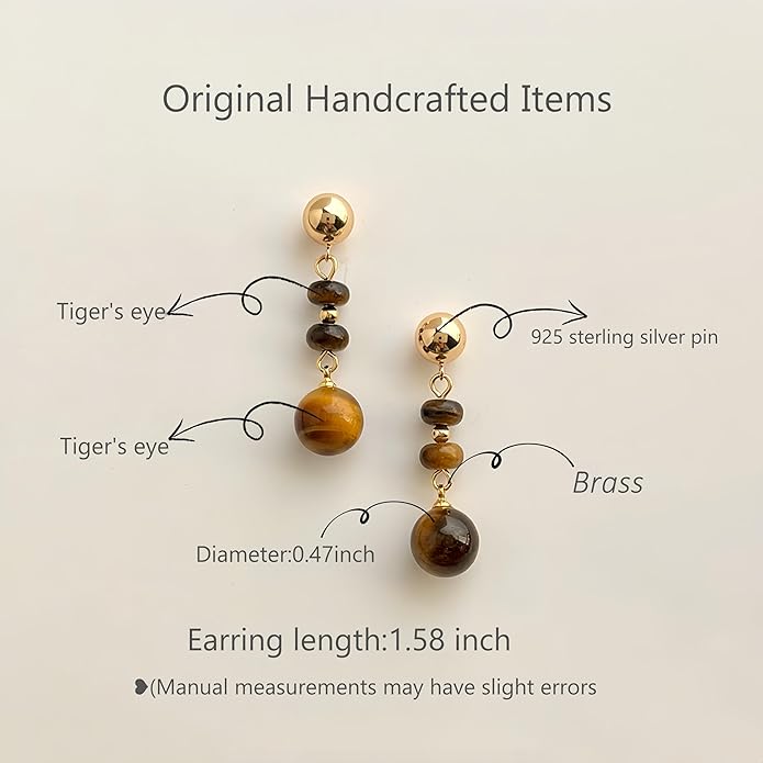Hupplle Handmade Vintage Boho Dangle Earrings with Natural Stone Crystal Pearl Lightweight Hypoallergenic Elegant Jewelry Gifts for Women