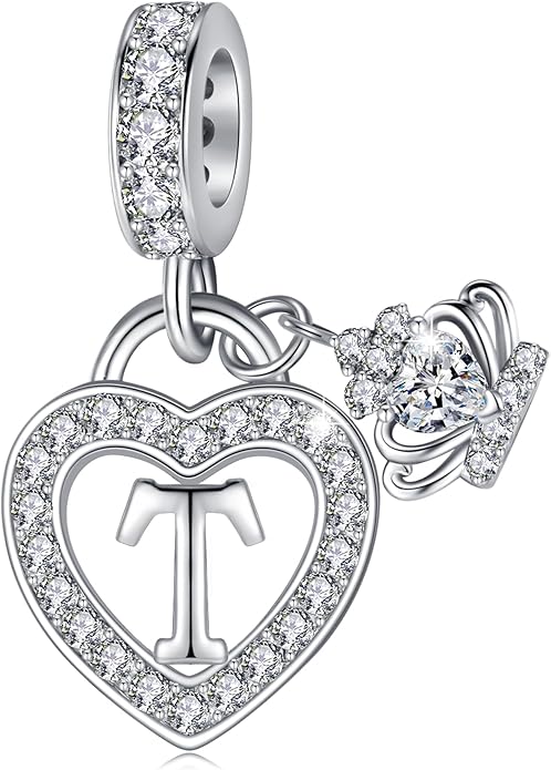 Letter Charms for Charms Bracelet: Silver Heart Alphabet Initial Dangle Charms Bead for Bracelets and Necklaces, Birthday Mother's Day Christmas Jewelry Gifts For Women