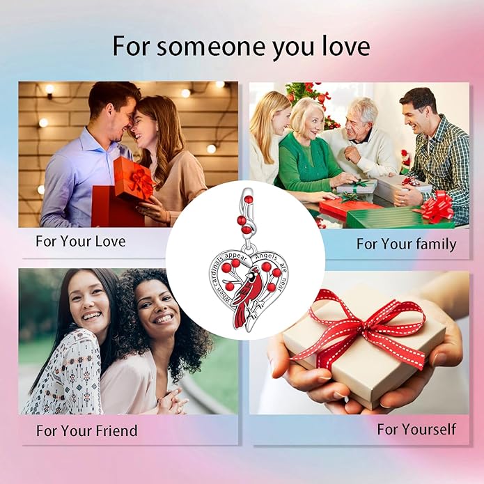 Birthday Fashion Love Heart Dangle Charm 925 Sterling Silver Charms fits Bracelets and Necklace Pendant Bead Charms Jewelry Present for Women Family Friends