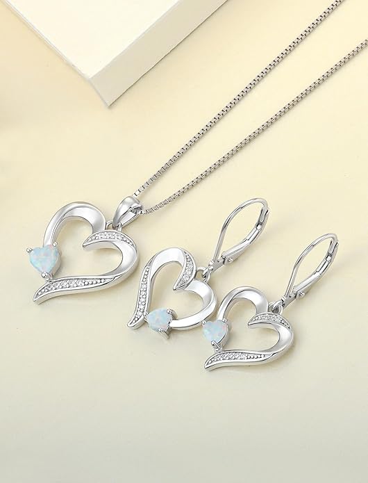 YL Heart Necklace 925 Sterling Silver Love Heart Pendant Birthstone Jewelry for Women