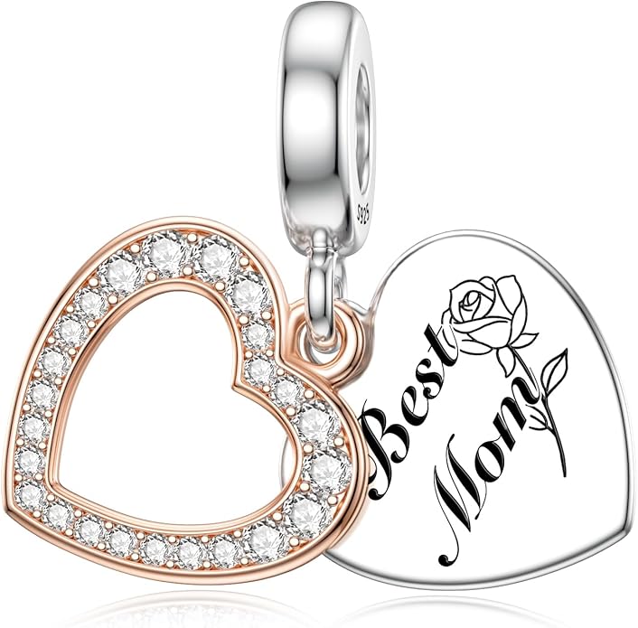 JIAYIQI Mother Sister Daughter Wife Charms Fit Charms Bracelet Necklace with Double Heart Love Charms 925 Sterling Silver Beads for Women Jewelry