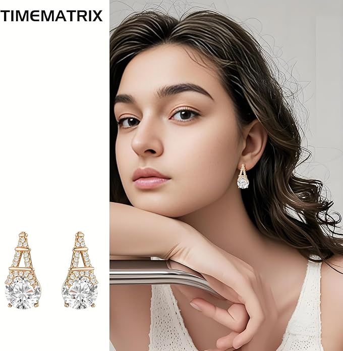 Alphabet Earring for Women, 18K Gold Plated Brass with Cubic Zirconia.