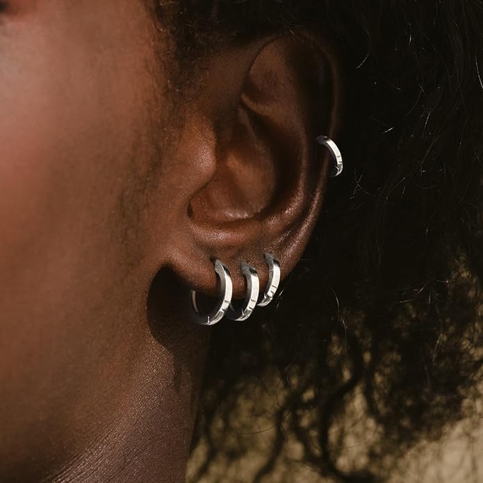 Small Gold Huggie Hoop Earrings Set for Women Men Hypoallergenic 14K Plated Stack Cartilage Earrings, Multiple Piercing Lightweight Mini Thin Cute Dainty Trendy Jewelry Set Christmas Gifts for Women