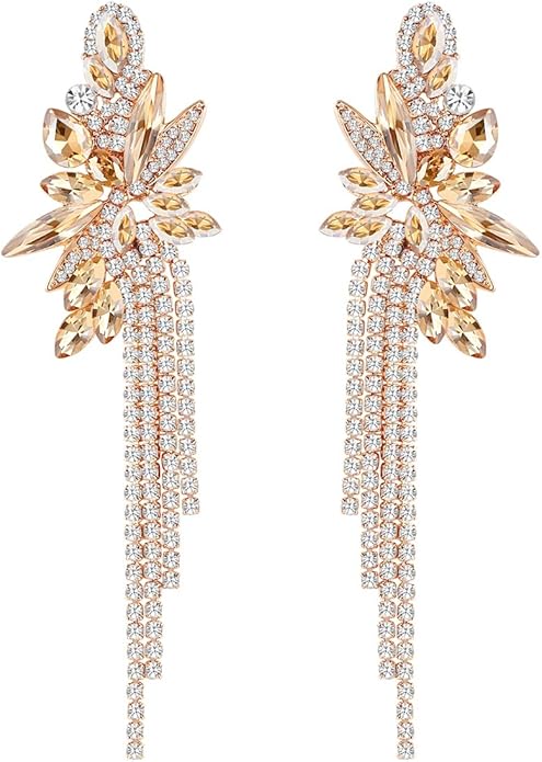 mecresh Marquise Crystal Bridal Chandelier Dangle Drop Earrings Ladies Gifts in Silver/Gold Tone