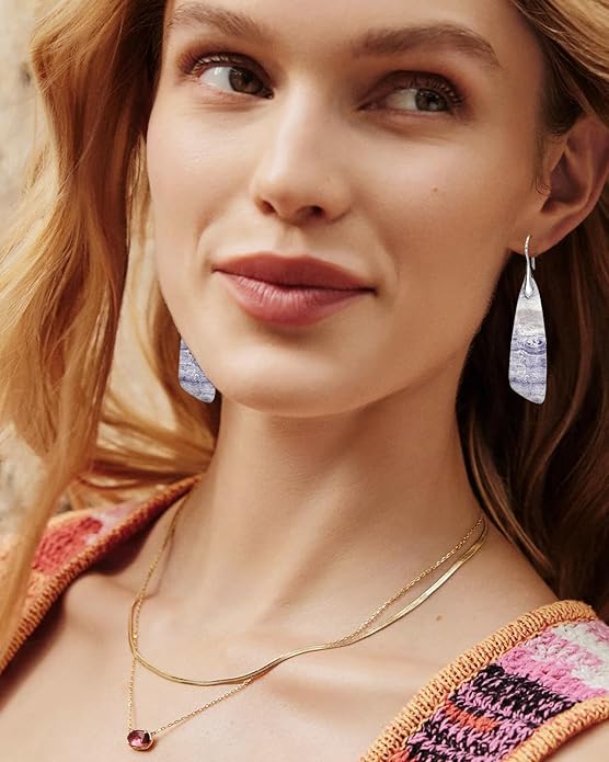Natural Stone Earrings for Women Boho Triangles Dangle Drop Earrings
