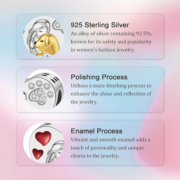 Birthday Fashion Love Heart Dangle Charm 925 Sterling Silver Charms fits Bracelets and Necklace Pendant Bead Charms Jewelry Present for Women Family Friends
