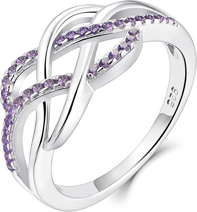YL Celtic Knot Rings 925 Sterling Silver Twisted Knot Ring Birthstone Infinity Statement Jewelry for Women-size5