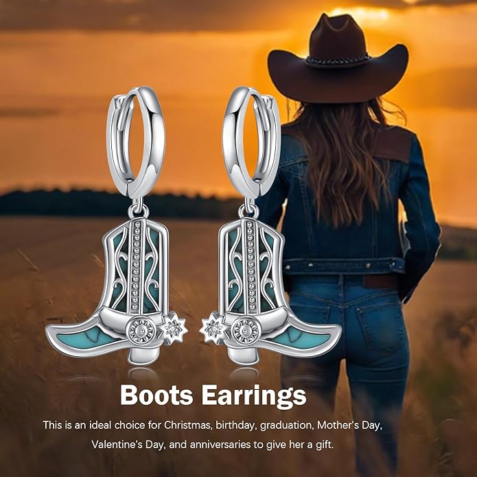 Western Earrings for Women 925 Sterling Silver Turquoise Western Country Dangle Drop Earrings Country Jewelry Gifts for Cowgirl Cowboy