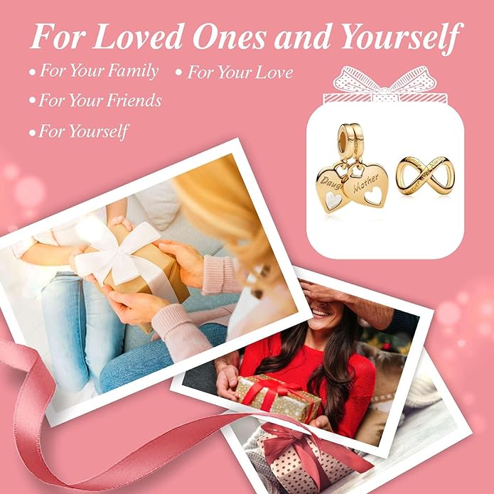 Family Mom Heart Charms 925 Sterling Silver Bead for Bracelets and Necklaces For Women Jewelry Present