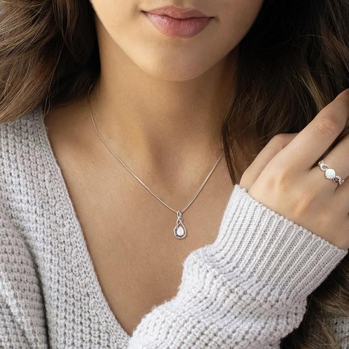 STARCHENIE Infinity Teardrop Pendant Necklace for Women 925 Sterling Silver Birthstone Jewelry