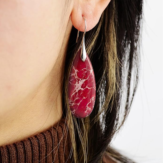 SELOVO Stone Fishhook Dangle Drop Earrings Statement Earrings for Women Stone