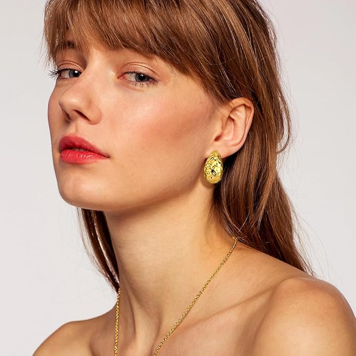 9 Pairs Chunky Gold Earrings Set for Women Trendy Lightweight Gold Plated Hoop Earrings Hypoallergenic Jewelry