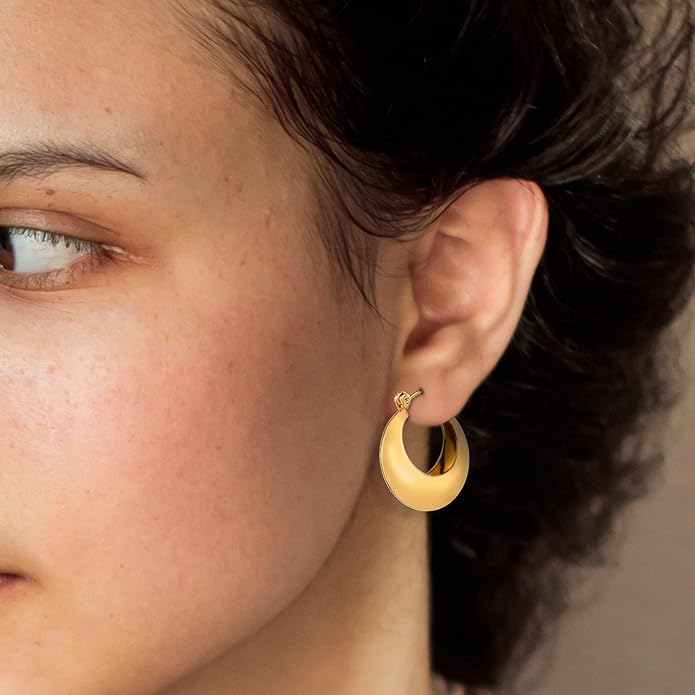 6 Pairs 14K Gold Plated Hoop Earrings for Women Lightweight Chunky Hoop Earrings Multipack Hypoallergenic, Thick Open Twisted Huggie Hoops Earring Set Jewelry for Gifts.