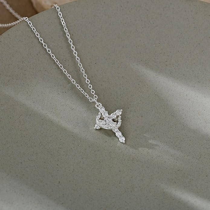 Tewiky Christian Gift Stocking Stuffers Cross Necklace for women-Dainty 14k Gold Plated/Silver Plated Pendant Necklaces Simple Cute Tiny Necklace Jewelry for Women