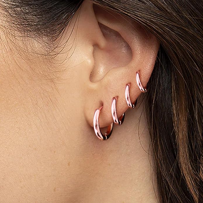 Small Gold Huggie Hoop Earrings Set for Women Men Hypoallergenic 14K Plated Stack Cartilage Earrings, Multiple Piercing Lightweight Mini Thin Cute Dainty Trendy Jewelry Set Christmas Gifts for Women