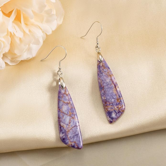 SELOVO Jasper Stone Earrings for Women Trendy Dangle Earrings Fishhook Drop Earrings
