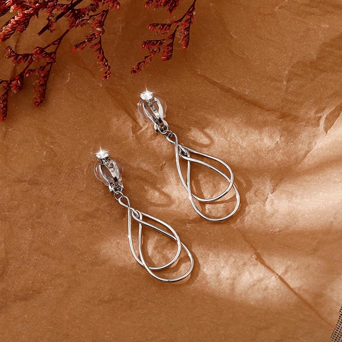 Clip on Earrings for Women Statement Drop Dangle Earrings for Women Jewelry Hypoallergenic Trendy 14K Gold/Silver Plated Earring Non Pierced Earring Jewelry Gifts Wedding Party Fashion Trendy Jewelry Gifts