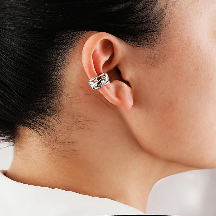 CHIC & ARTSY 925 Sterling Silver Ear Cuffs for Women, Non Piercing Clip On Cartilage Cuffs, Adjustable Fake Conch & Helix Earrings, Gold Plated & Oxidized Various Styles