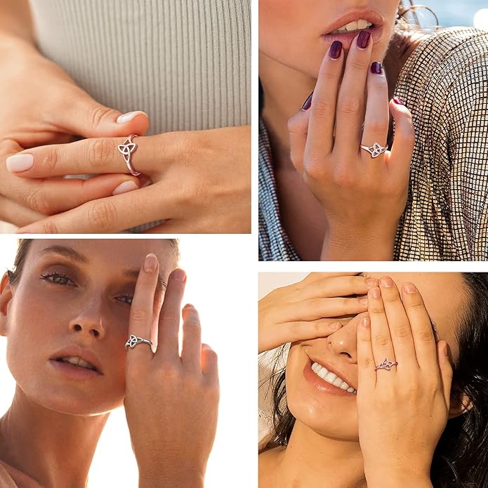 PROSILVER 925 Sterling Silver Claddagh Ring/Celtic Knot Ring for Women, Irish Wedding Band, Rose Gold Plated/Gold Plated, Size 4-12, Come with Box