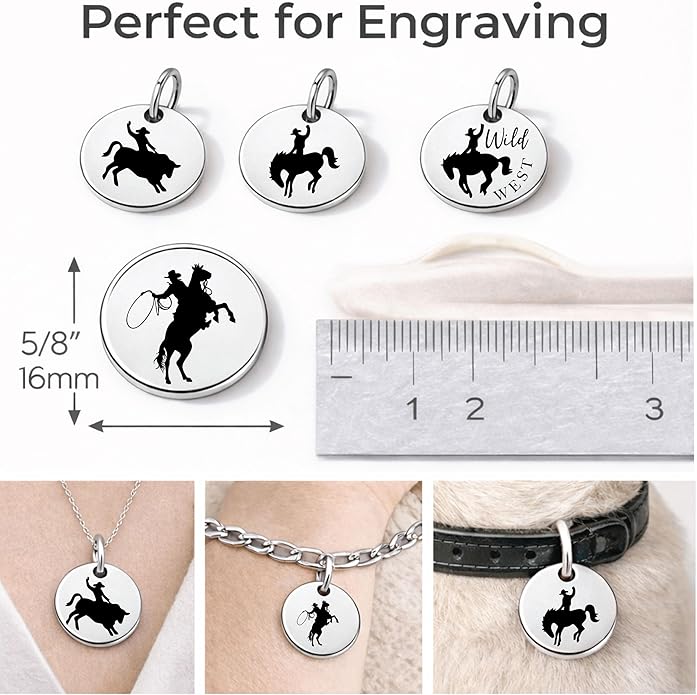 SM Design Western Charm Set of 4 – Stainless Steel Western Charms for Bracelets & Necklaces – Cowgirl, Ranch & Country Style Jewelry Charms – Western Gift for Women & Moms