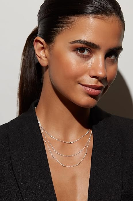 Milla Layered Necklaces for Women – 14K Gold Plated or Silver Plated Dainty Necklace Stack, Trendy Triple Chain Necklace Set