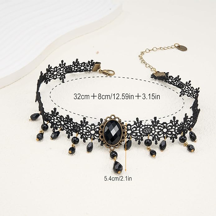 Choker Necklace for Women, Adjustable Goth Punk Black Choker Necklace, Highlights Your Collarbone Area