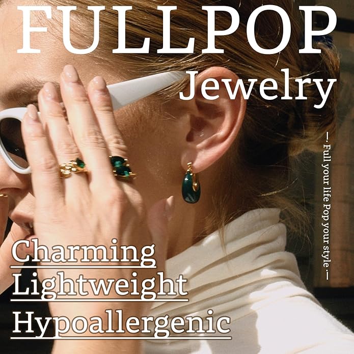 Fullpop Vintage Earrings for Women, Chunky 14K Gold Plated Resin Hoop Earrings Lightweight Hollow Drop Earrings Hypoallergenic Earrings for Women Vintage Anthropologie Jewelry Gifts for Women