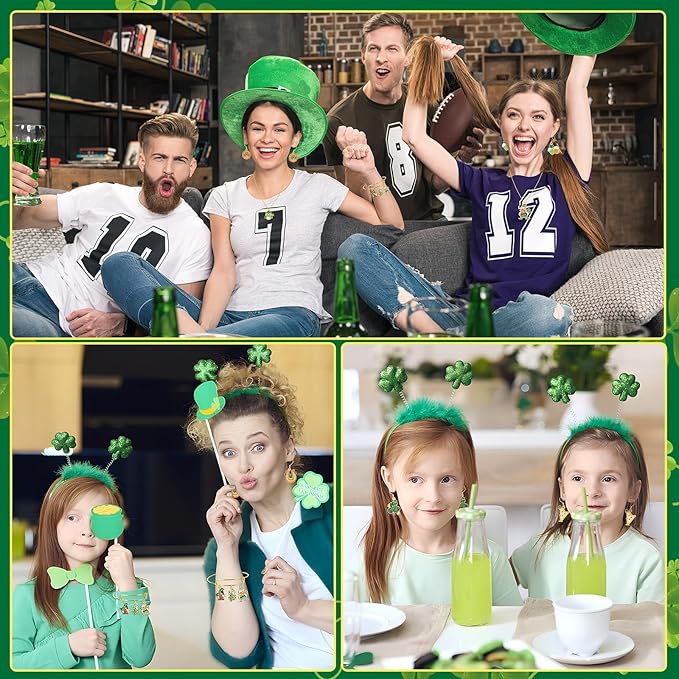 MARFOREVER 40Pcs/20 Pairs St. Patrick's Day Charms for Jewelry Making, Green Charms Assorted Shamrock Hat Coins Beer Gnome Enamel Lucky Charm Pendants for Bracelet Necklace Earrings Making Accessories
