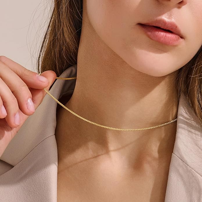 BEAYEG 14K Gold Chain Necklace for Women, Solid Chain Necklace, Hypoallergenic Durable Everyday Gold Jewelry Gift Ready (Length, 20inchs,Diameter1.6mm/1.8mm/2mm