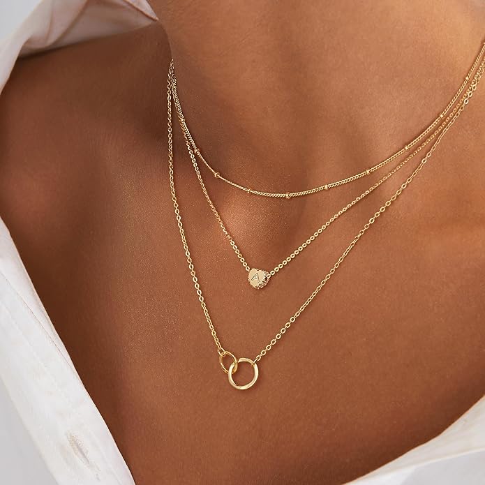 Tiny Gold Initial Heart Necklace-14K Gold Plated Handmade Dainty Letter Heart Necklace for Women Necklace Jewelry