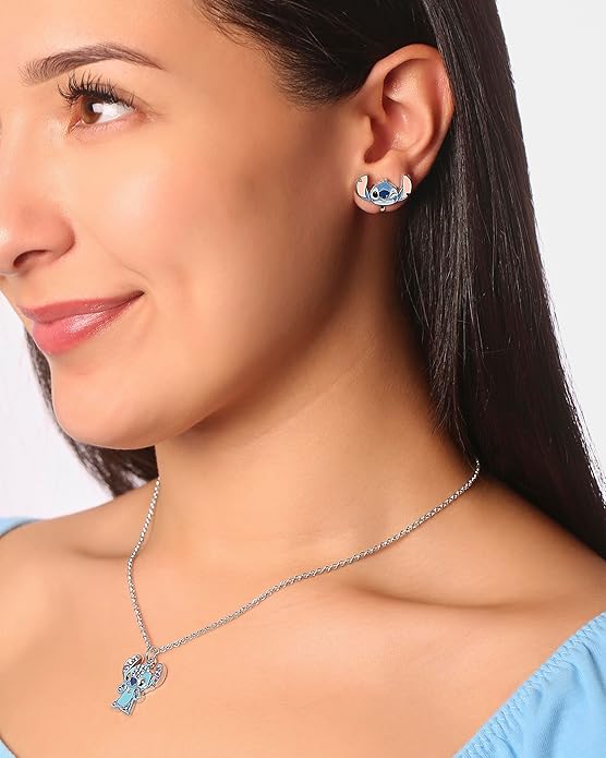 Disney Stitch and Angel Clip-On Earrings Official License, 3-Pack Stitch Gift Set, Valentines Earrings