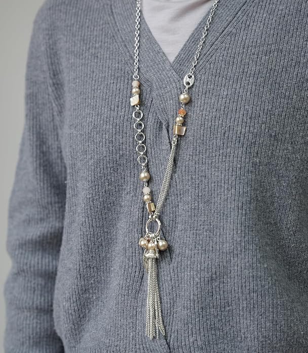 FULU AUTUMN Long Necklaces for Women Trendy Long Chunky Beaded Necklace Boho Fashion Costume Jewelry Mothers Day Gifts for Her