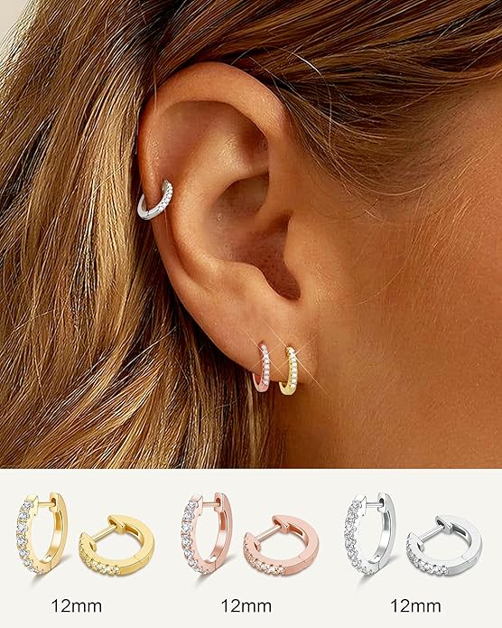 Tassel Chain Small Gold Hoop Dangle Earring For Women Huggie Earring Heart Star CZ 14K Gold Plated Fashion Jewelry Friendship Gift