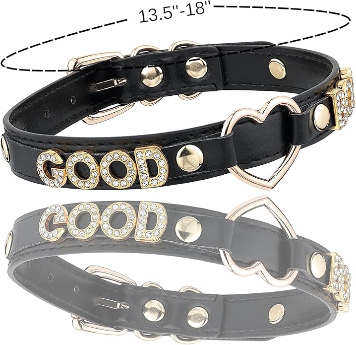 Handmade Gold Heart O-Ring Letter Choker Necklace for Women, Adjustable PU Leather Black/Pink Choker Collar For Women, Goth Choker Collars Necklace