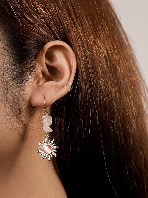 Sacina Boho Hippie Gothic Crystal Celestial Sun Earrings, Boho Earrings, Hippie Jewelry, Christmas Jewelry Gift For Women