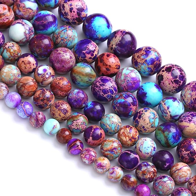 12MM 30PCS Natural Stone Galaxy Purple Sea Sediment Imperial Jasper Loose Beads for Jewelry Making DIY Bracelet Necklace