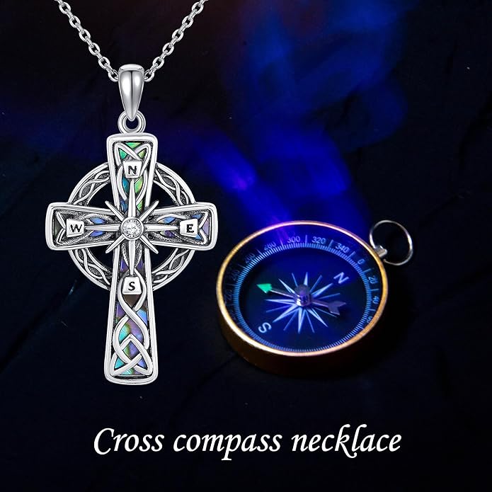 Compass Necklace Sterling Silver Celtic Knot Necklace Graduation Friendship Talisman Travel Necklace Inspirational Graduation Gift Jewelry Gifts for Women Girls