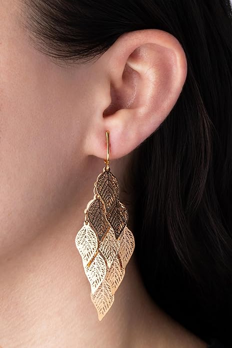 Aloha Earrings Gold Tone Non Pierced Clip On Dangling Earrings