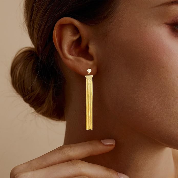 Gold Earrings for Women Trendy, Simple Dainty 14K Gold Plated Paperclip Square Chain Link Dangle Hoops Earrings Pin Stud Huggie Earrings Lightweight Hypoallergenic Minimalist Aesthetic Gold Jewelry for Christmas Gifts